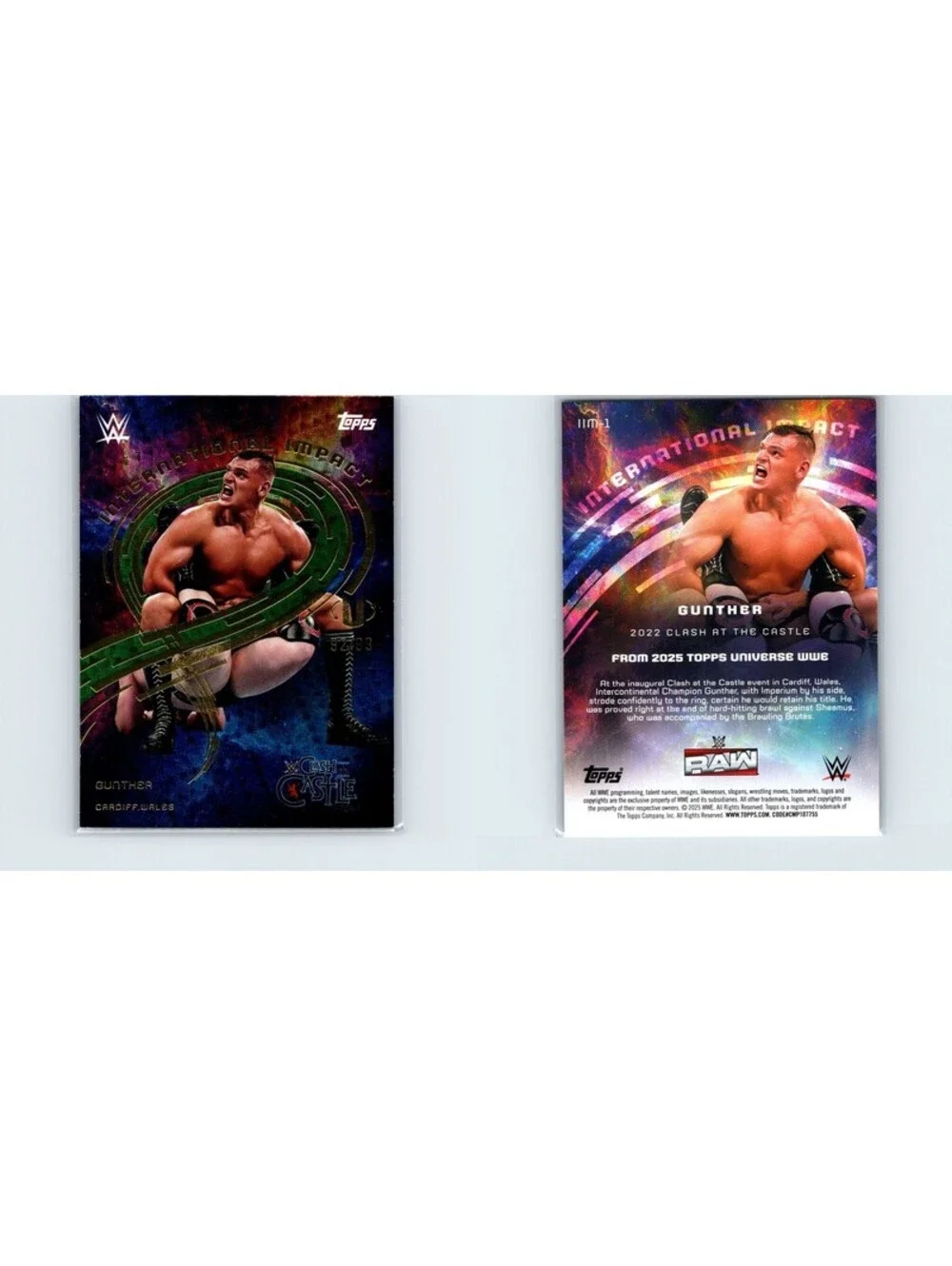 2025 Topps Universe WWE Gunther #IIM-1 International Impact Green Electric #/99